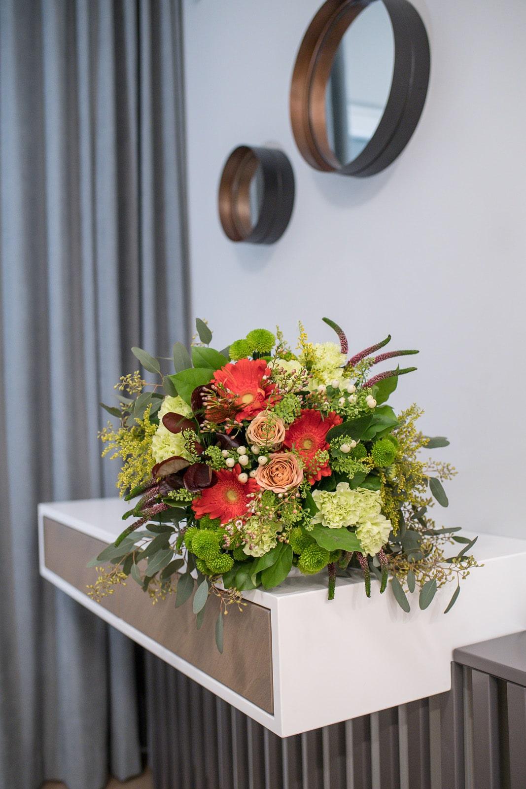 Autumn Harvest Bouquet with Roses, Gerberas & Greenery