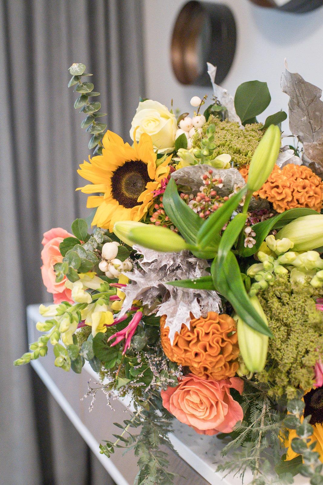 Bright Sunflower, Lily & Rose Celebration Bouquet