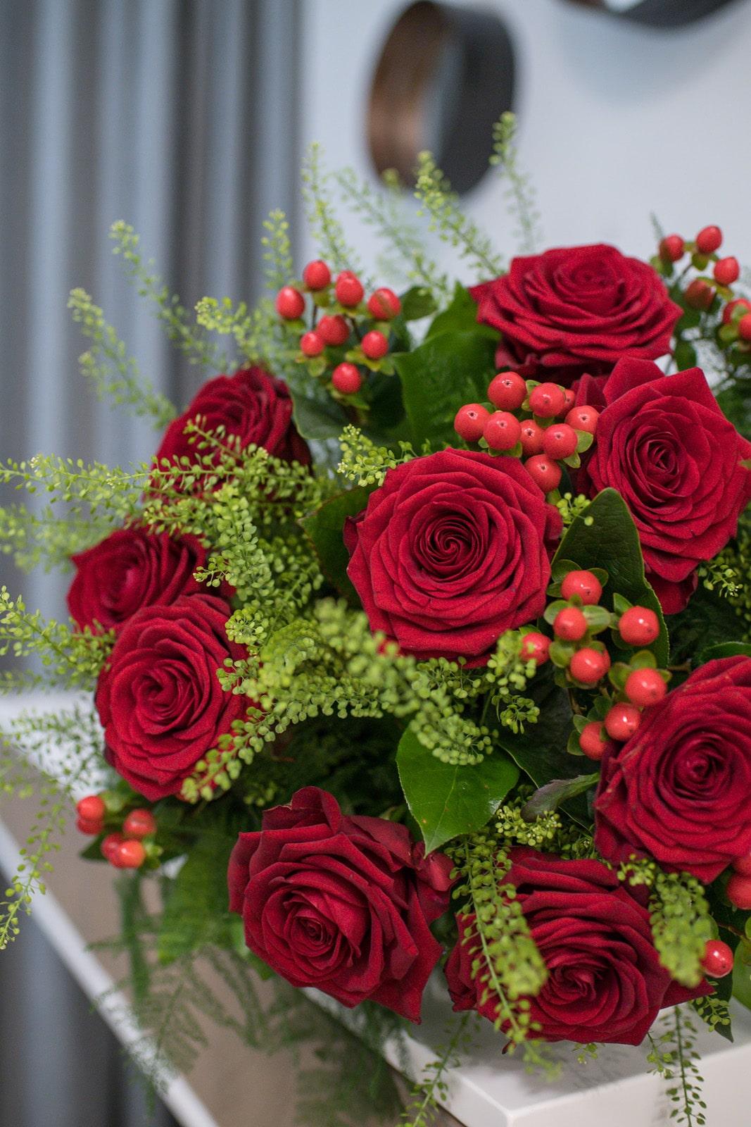 Luxurious Red Rose & Berry Statement Bouquet