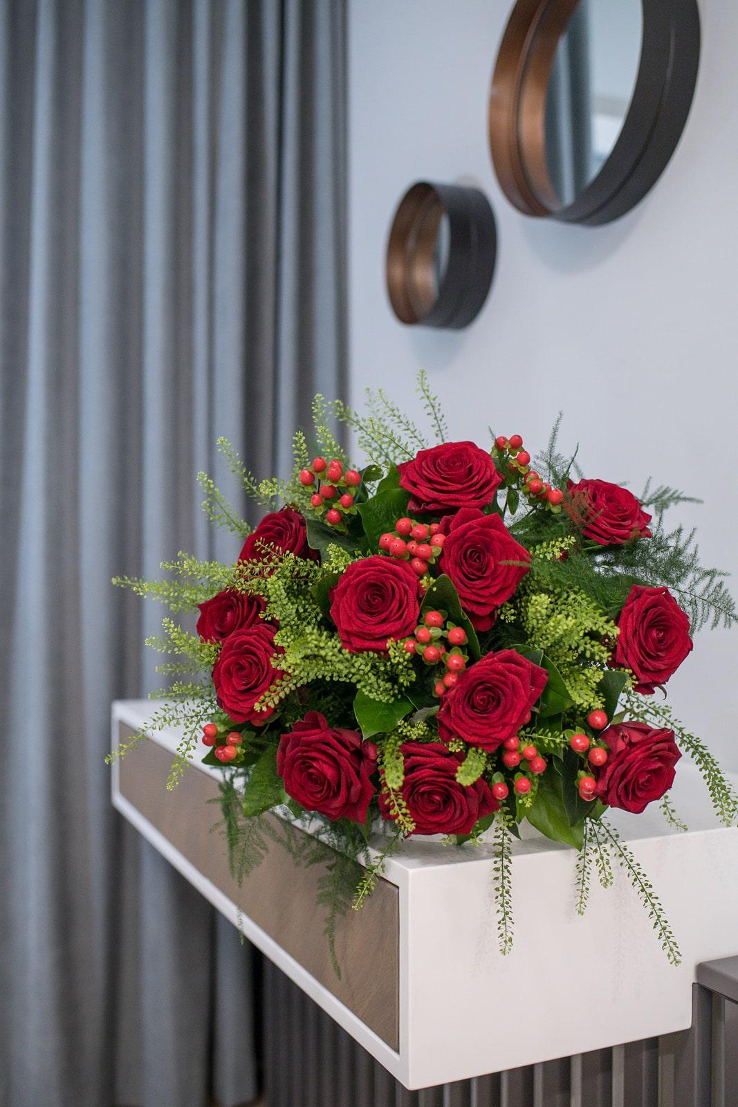 Luxurious Red Rose & Berry Statement Bouquet