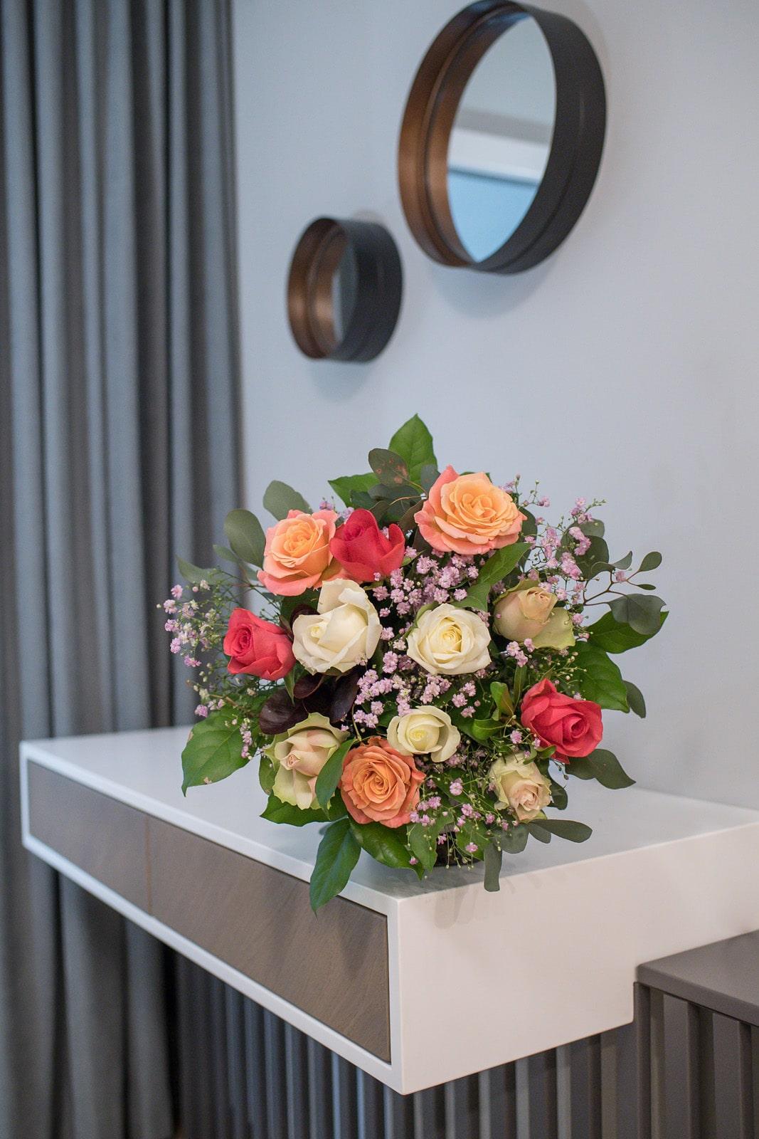 Elegant Pastel Rose Bouquet with Pink, Orange & Ivory Hues