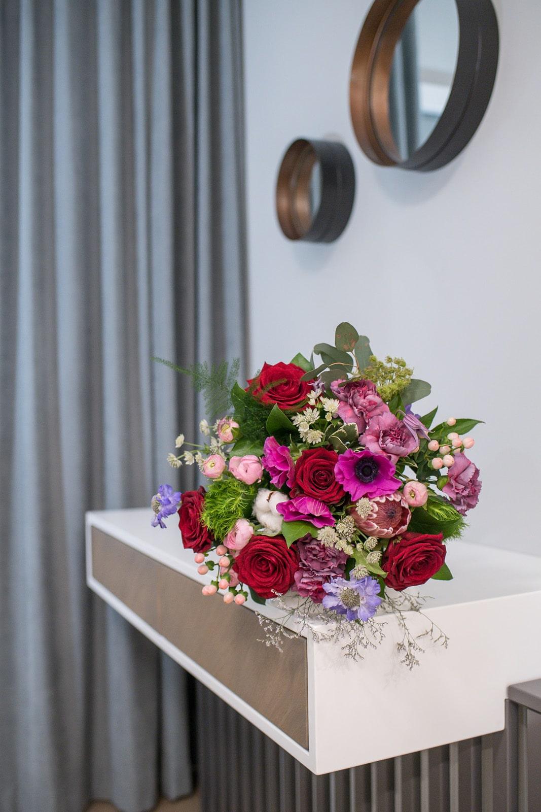 Romantic Red Rose, Protea & Ranunculus Bouquet