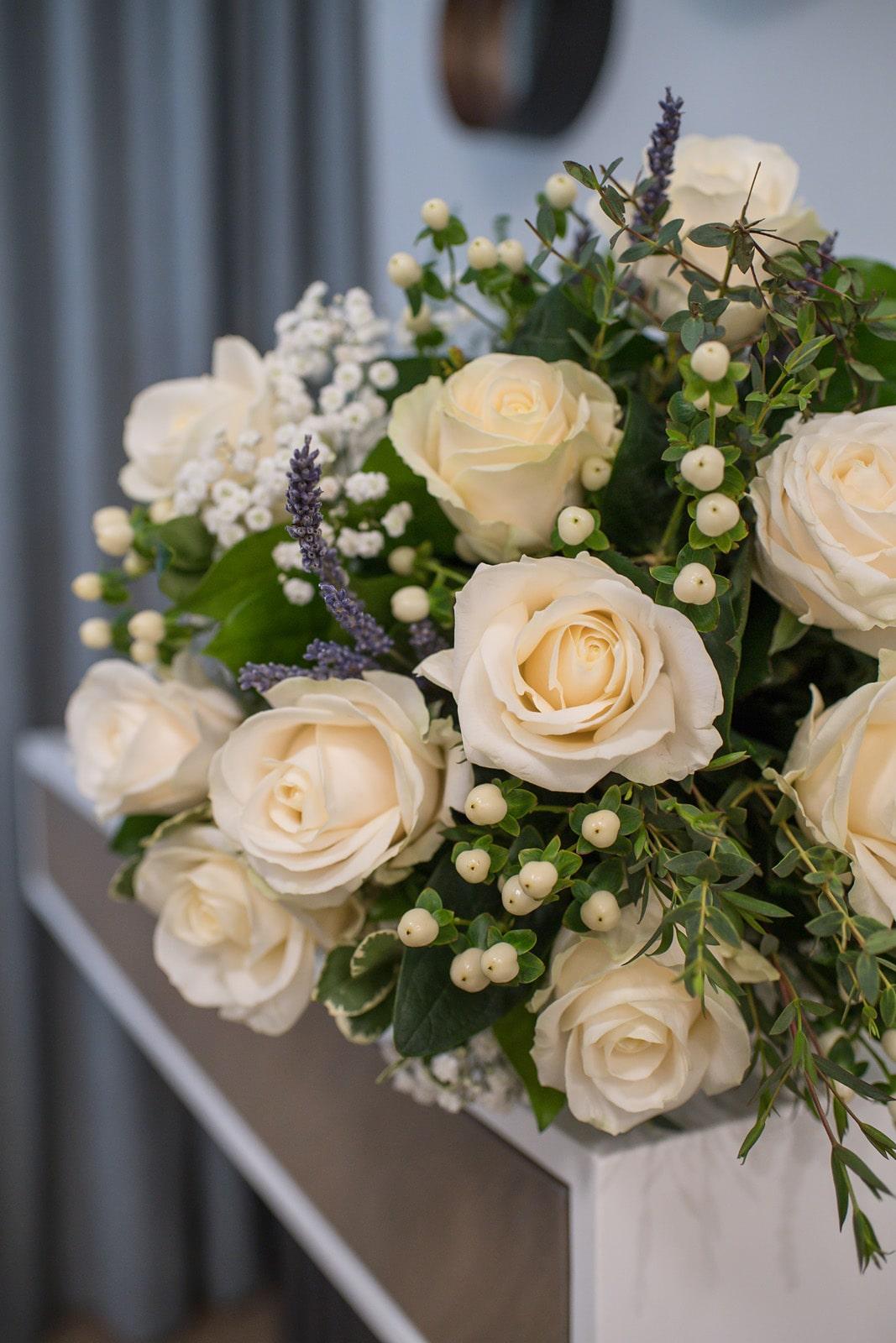 Elegant White Rose & Gypsophila Bouquet