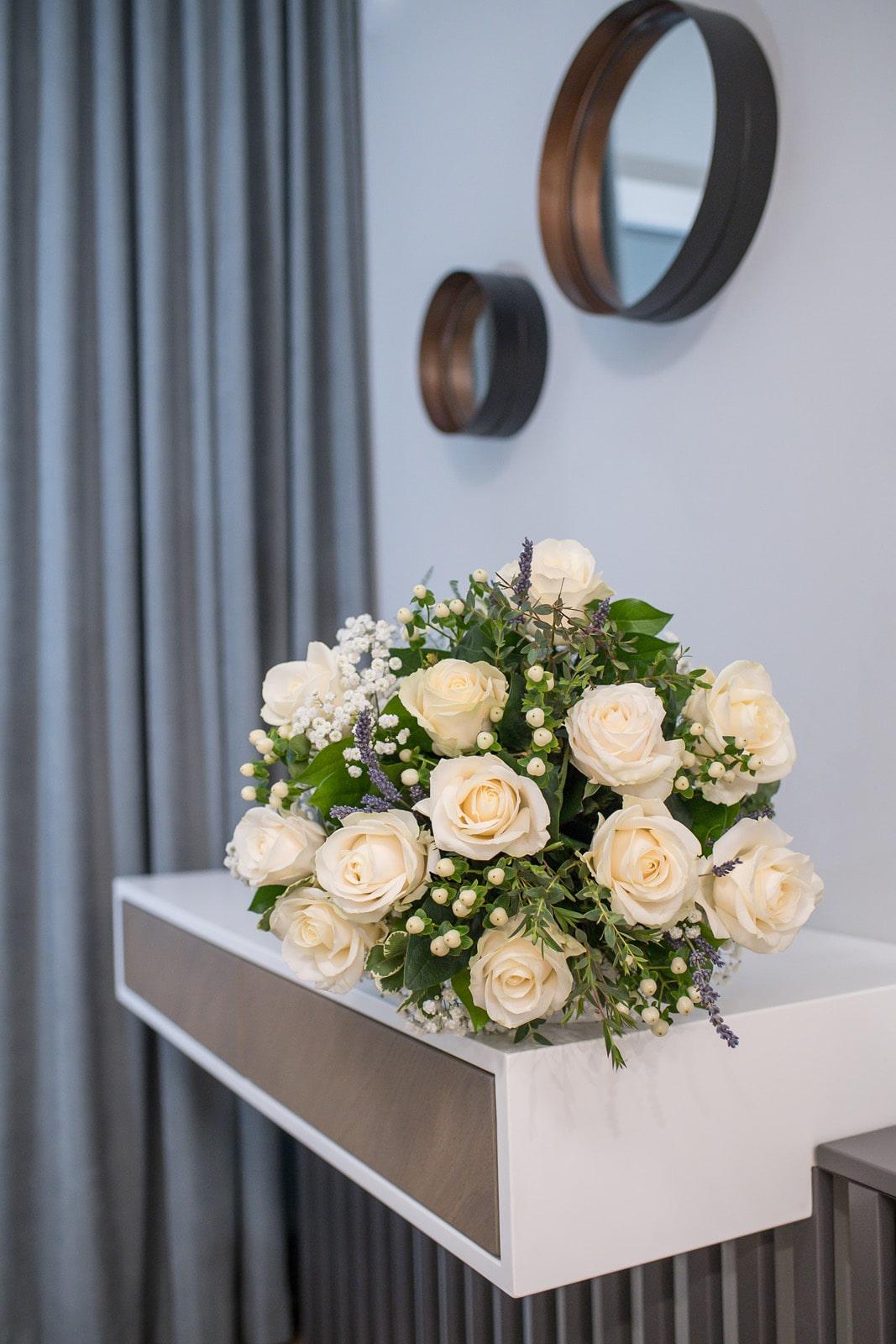 Elegant White Rose & Gypsophila Bouquet