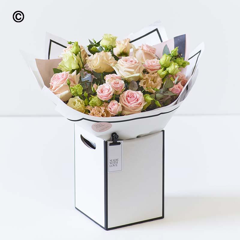 Elegant Pastel Rose Bouquet in Gift Box
