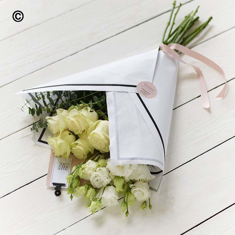 Simple Elegance White Rose & Lisianthus Bouquet