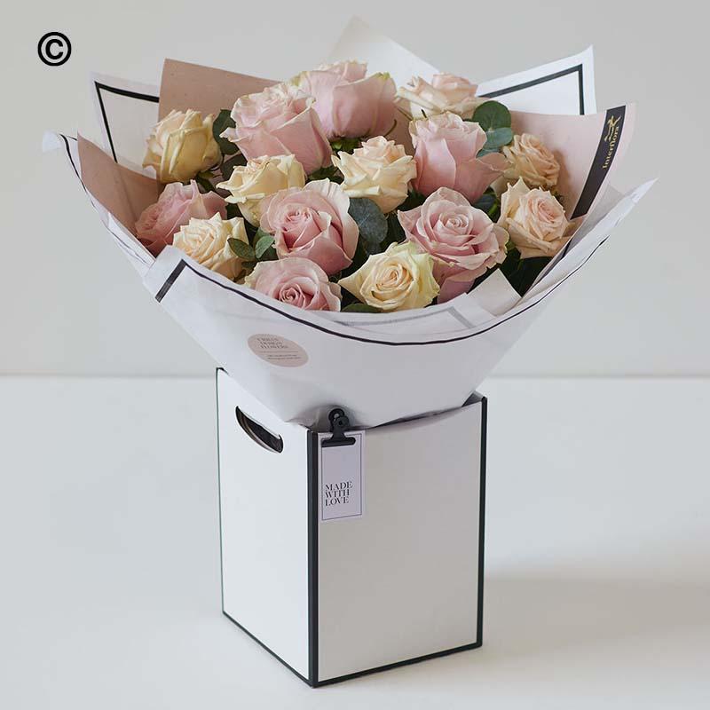 Elegant Pink Rose & Hydrangea Bouquet in Gift Box