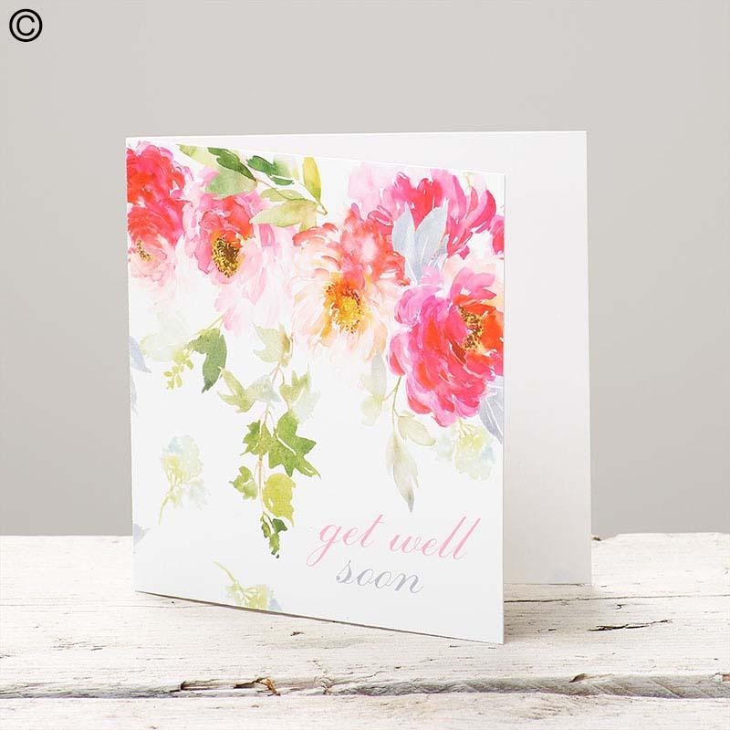 Get Well Soon Floral Watercolour Card