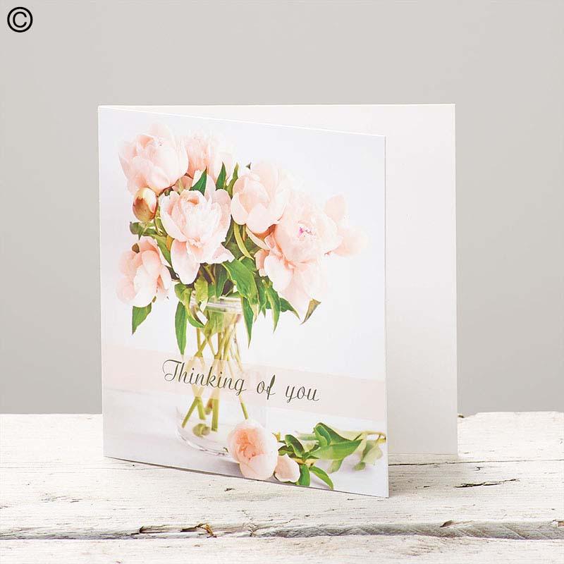 Pink Peony Thinking of You Greeting Card