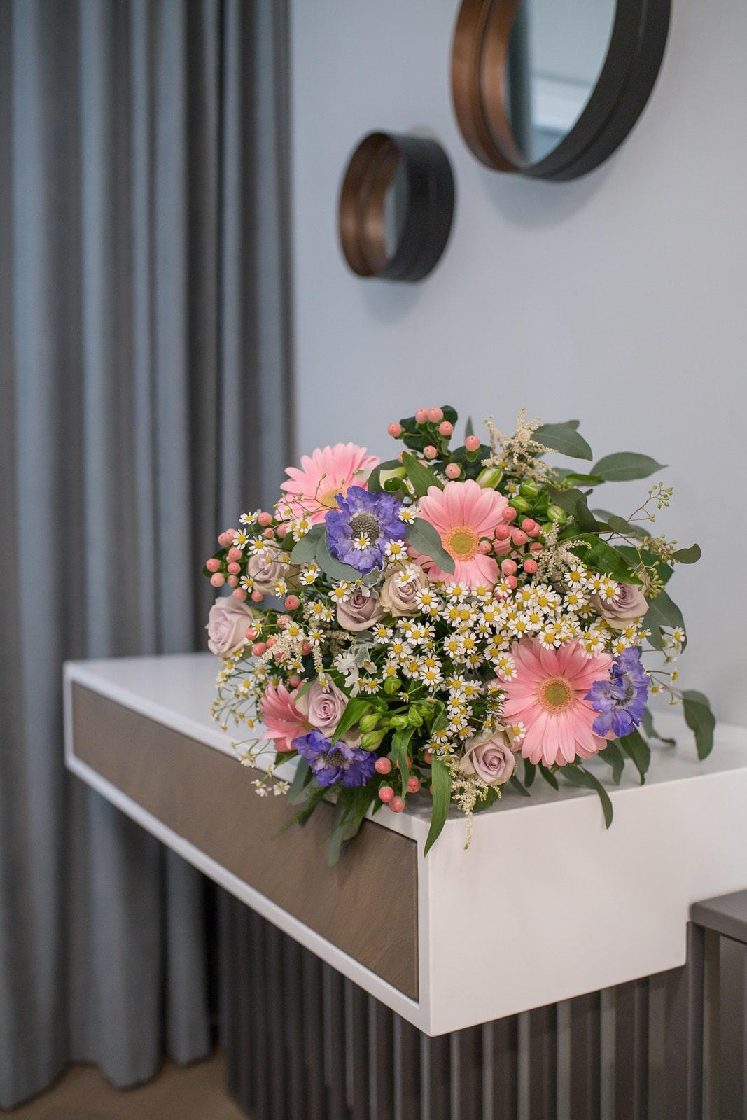 Romantic Pink Gerbera, Rose & Chamomile Bouquet
