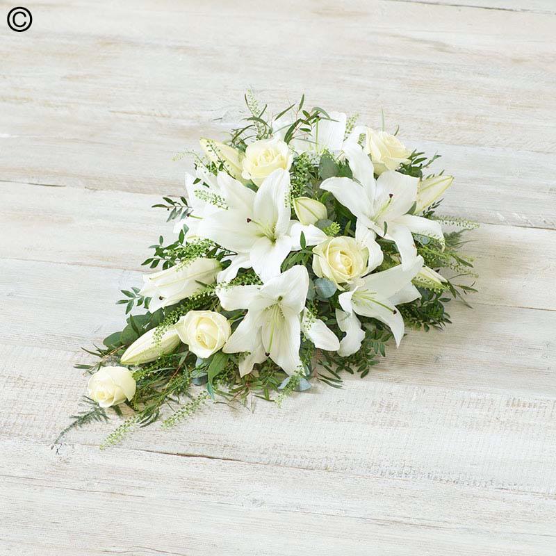 Classic White Lily & Rose Teardrop Spray