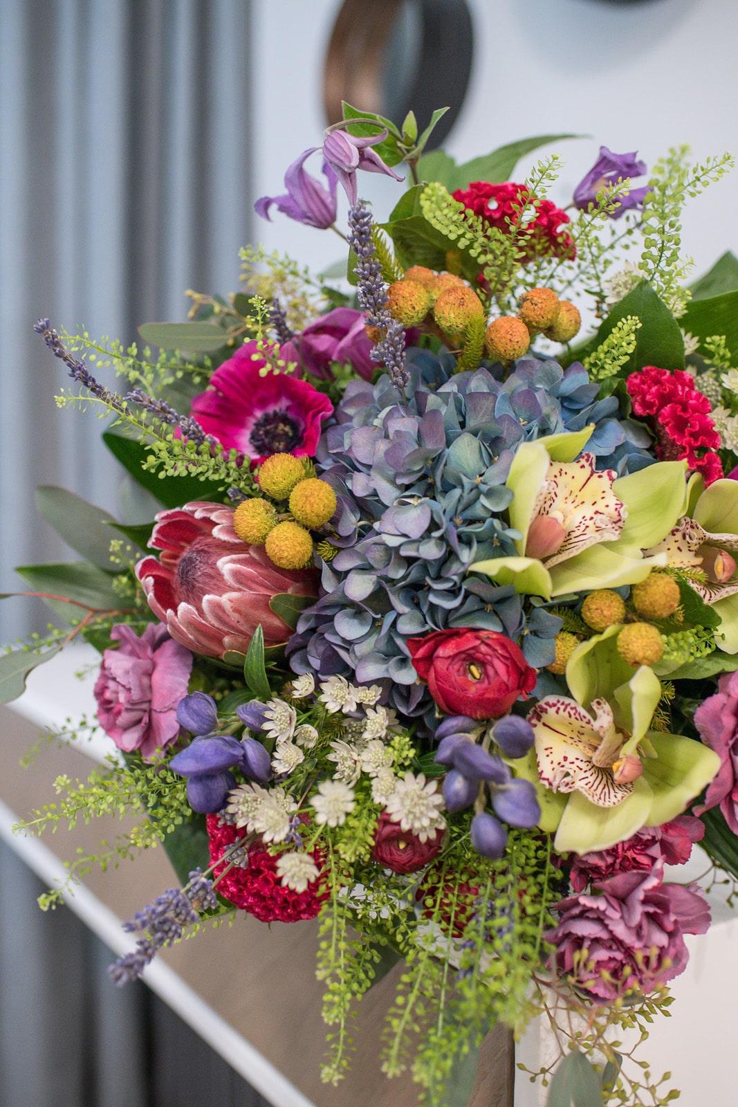 Enchanting Purple & Green Hydrangea and Orchid Bouquet