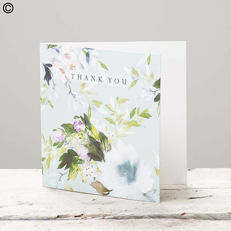 Thank You Watercolour Flowers Greeting Card